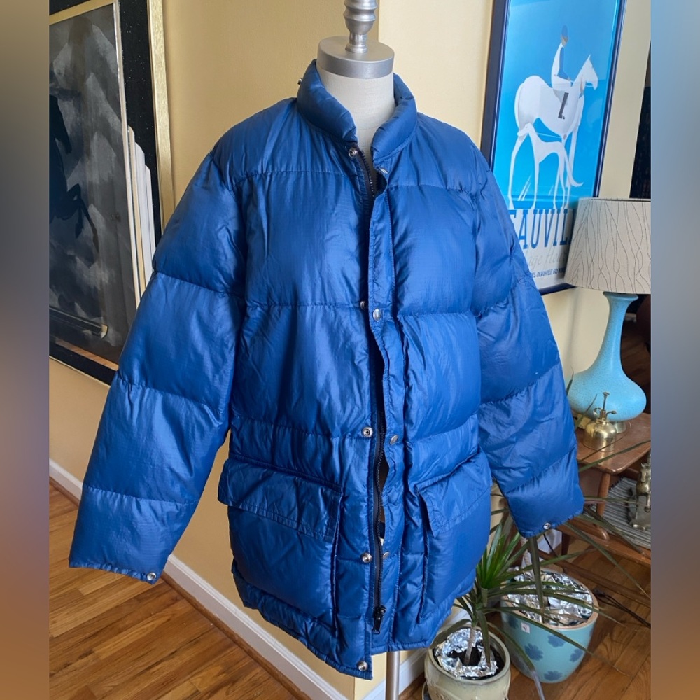 vintage royal blue puffer jacket coat